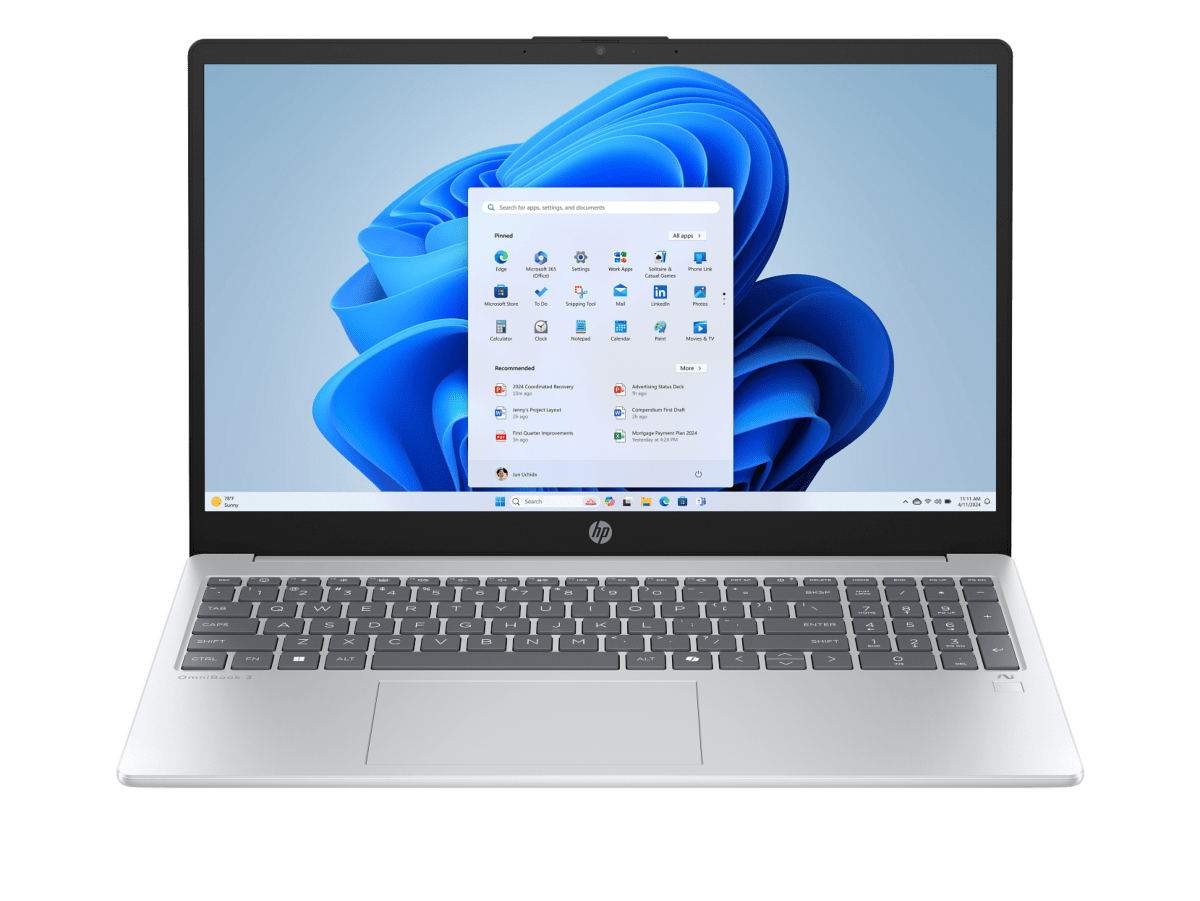 Portátil HP OmniBook 3 NGAI 15-fn0052la, 15.6", AMD Ryzen™ AI 5, 24GB RAM, 512GB SSD, FHD, Glacier silver, Windows 11 Home.