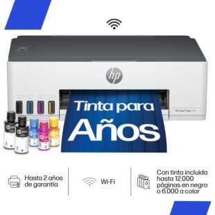 Impresora HP Smart Tank 210, Tinta Continua, Color, Wifi, Smart App  (3D4L3A)