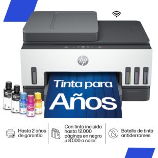 Impresora Multifuncional HP Smart Tank 790, Tinta Continua, Color,  Wi-Fi, Smart, App Dúplex ADF, Alimentador Automático, Fax (4WF66A)