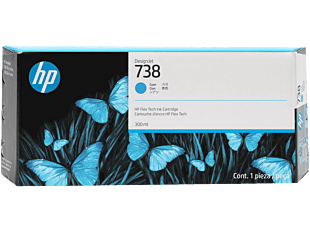 Cartucho de Tinta HP 738 Cian DesignJet de 300 ml (676M6A)