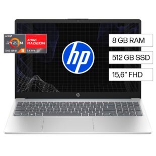 Portátil HP 15-fc0004la, Windows 11 Home Single Language, 15.6", AMD Ryzen™ 3, 8GB RAM, 512GB Unidad de estado sólido, FHD - 15.6" - Cubierta azul claro de luna, base y marco de teclado en plata natural (7Z9S5LA)