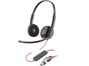 HP Poly Audifonos estéreo USB-C Blackwire 3220 + adaptador USB-C/A (a granel) (8X228A6)