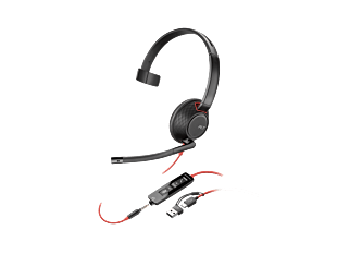 HP Poly Auriculares monoaurales USB-C  Blackwire 5210 + conector de 3,5 mm + adaptador USB-C/A (8X230AA)