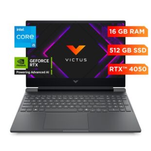 Portátil HP Gaming VICTUS 15-fa2013la, Intel Core i5, 16 GB RAM, NVIDIA® GeForce RTX™ 4050, 512 GB SSD, 15.6" FHD, Windows 11 Home - 15.6" - Plata mica, logotipo cromado negro (BA1U4LA)