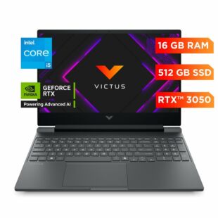 Portátil HP Gaming VICTUS 15-fa2014la, Intel Core i5, 16 GB RAM, NVIDIA® GeForce RTX™ 3050, 512 GB SSD, 15.6" FHD, Windows 11 Home - 15.6" - Plata mica, logotipo cromado negro (BA1U5LA)