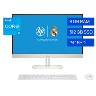 Todo en Uno HP 24-cr0350la PC, Windows 11 Home Single Language, 23.8", Intel® Core™ i5, 8GB RAM, 512GB SSD, FHD, Blanco nácar - 23.8-inch (60.45 cm) - Blanco nácar (BP2E9LA)