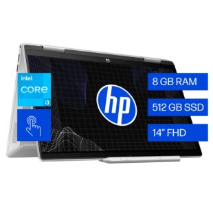 Portátil 2 en 1 HP Pavilion x360 14-ek1013la, Intel Core i3, 8 GB RAM, 512 GB SSD, 14", Pantalla táctil, FHD Windows 11 Home - 14" - ‌Natural silver (B69KKLA)
