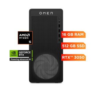 Desktop HP OMEN 16L TG03-0001la, AMD Ryzen 5, 16 GB RAM, NVIDIA GeForce RTX 3050, 512 GB SSD, Windows 11 Home - Negro sombra (BB4W7LA)