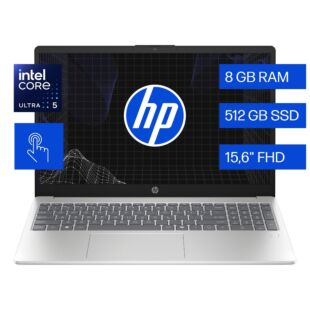 Portátil HP 15-fd1254la, Intel Core Ultra 5, 8 GB RAM, 512 GB SSD, 15.6" Táctil FHD, Windows 11 Home - 15.6" - Plateado natural (BM2H8LA)