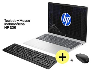Portátil HP 15-fd1254la, Intel Core Ultra 5, 8 GB RAM, 512 GB SSD, 15.6" Táctil FHD, Windows 11 Home + Combo HP 230 Teclado + Mouse Inalámbrico - 15.6" - ‌Natural silver (BM2H8LA)