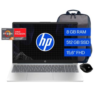 Portátil HP 15-fc0262la, Windows 11 Home Single Language, 15.6", AMD Ryzen™ 5, 8GB RAM, 512GB SSD, FHD, Azul claro de luna - 15.6" - Cubierta azul claro de luna, base y marco de teclado en plata natural (BM7K6LA)