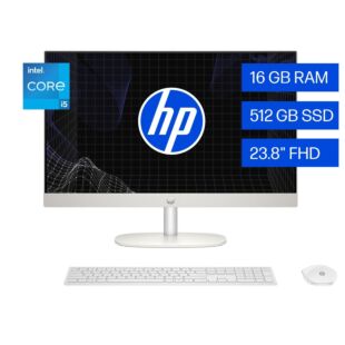 Todo en Uno HP 24-cr0352la, Intel Core i5, 16 GB RAM, 512 GB SSD, 23.8" FHD, Windows 11 Home - 23.8-inch (60.45 cm) - Blanco nácar (BP2F0LA)