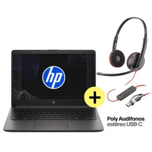 Portátil HP 240R G9, 14", Windows 11 Pro, Intel® Core™ i5, 8GB RAM, 512GB SSD, FHD + HP Poly Audifonos estéreo USB-C - 14" - Plateado ceniza oscuro (BK7V5AT)