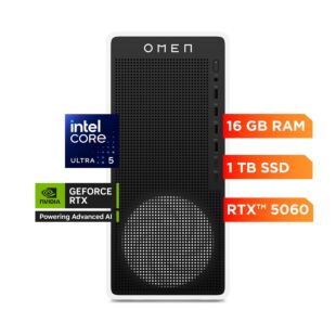 Desktop HP OMEN 16L TG03-0002LA, Intel Core Ultra 5, 16 GB RAM, NVIDIA GeForce RTX 5060, 1 TB SSD, Windows 11 Home - Blanco nieve (BX9F0LA)