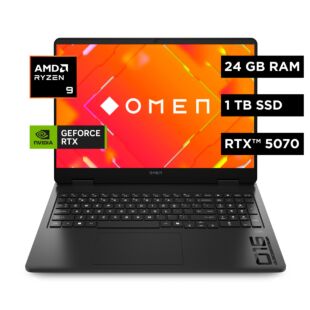 Portátil HP Gaming Omen16-AP0007LA, AMD Ryzen 9, 24 GB RAM, NVIDIA GEFORCE RTX 5070, 1 TB SSD, 16" 2K 144 Hz, Windows 11 Home - 16" - Logotipo cromado negro y negro sombra (C2DA0LA)