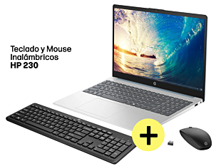 Portátil HP 15-fd0270la, Intel Core i7, 16 GB RAM, 1 TB SSD, 15.6" FHD, Windows 11 Home + Mochila HP Travel Gris Hierro de 15.6"+Combo HP 230 Teclado y Mouse Inalámbrico - 15.6" - Cubierta azul claro de luna, base y marco de teclado en plata natural (C92P