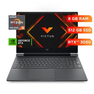 Portátil HP Gaming VICTUS  15-fb3032la, AMD Ryzen 5, 8 GB RAM, NVIDIA GeForce RTX 3050, 512 GB SSD, 15.6" FHD, Windows 11 Home - 15.6" - Plata mica, logotipo cromado negro (CG3N4LA)