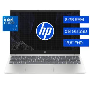 Portátil HP 15-fd0331la, Intel Core 3, 8 GB RAM, 512 GB SSD, 15.6" FHD, Windows 11 Home  - 15.6" - ‌Natural silver (D0CJ4LA)