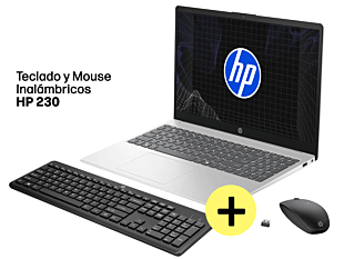 Portátil HP 15-fd0331la, Intel Core 3, 8 GB RAM, 512 GB SSD, 15.6" FHD, Windows 11 Home + Combo HP 230 Teclado + Mouse Inalámbrico - 15.6" - ‌Natural silver (D0CJ4LA)