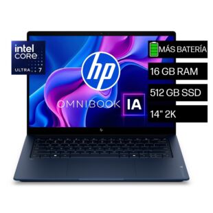 Portátil HP OmniBook X 14-ka0071la, 14", Intel® Core™ Ultra 7, 16GB RAM, 512GB SSD, Windows 11 Home - 14" - Atmospheric blue aluminum (DG0D0LA)