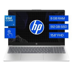 Portátil HP 15-fd1151la, Intel Core 5, 8 GB RAM, 512 GB SSD, 15.6" Táctil FHD, Windows 11 Home - 15.6" - ‌Natural silver (DR8G5LA)