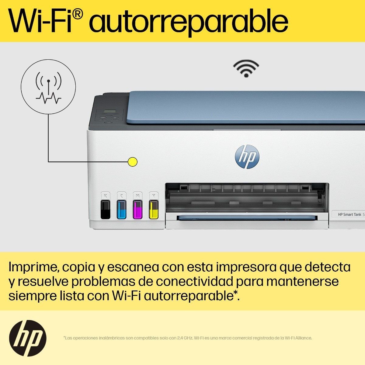 Impresora Multifuncional HP Smart Tank 585, Tinta continua, Color, Wifi, Smart App, Escaner, Copia (1F3Y4A)