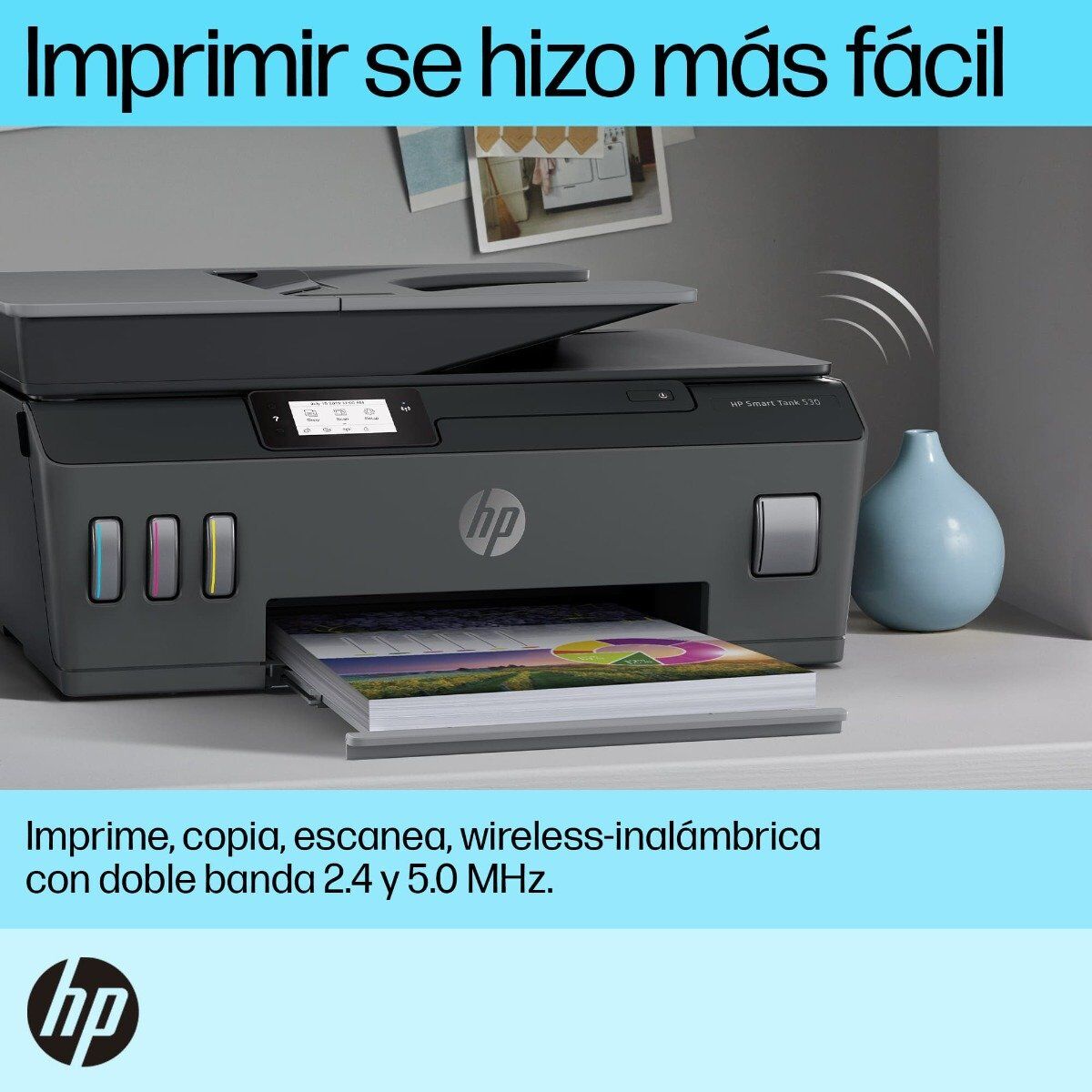 Impresora Multifuncional HP Smart Tank 530, Tinta Continua Color, Wi-Fi, Smart, App ADF, Alimentador Automático (4SB24A)