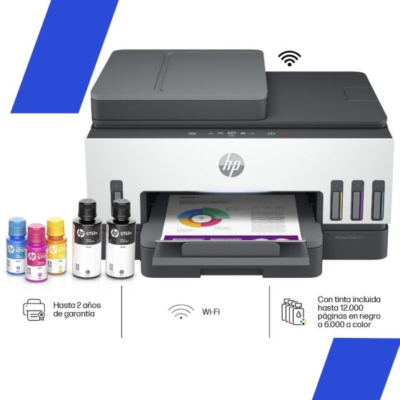 Impresora Multifuncional HP Smart Tank 790, Tinta Continua, Color,  Wi-Fi, Smart, App Dúplex ADF, Alimentador Automático, Fax (4WF66A)