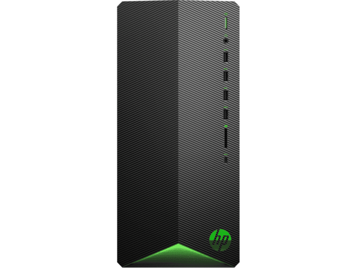 Desktop HP Pavilion Gaming TG01-0002bla - Bisel frontal en negro sombreado, logotipo cromado en verde ácido (6GR25AA) - Center facing