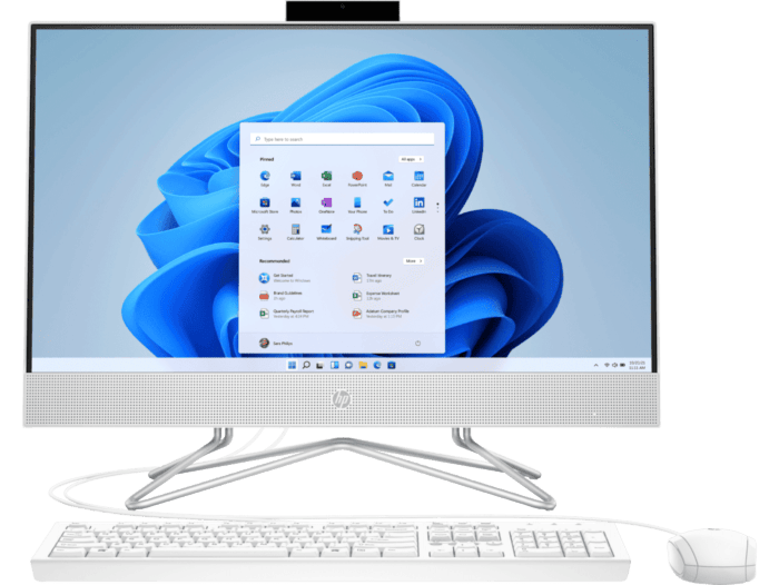 Todo en Uno HP 24-dd0000la - 23.8-inch (60.45 cm) - Blanco nieve (7WS42AA) - Center facing