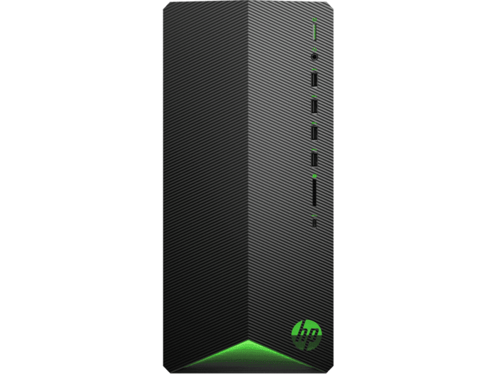 Desktop HP Pavilion Gaming TG01-105bla - Bisel frontal en negro sombreado, logotipo cromado en verde ácido (7WT13AA) - Center facing