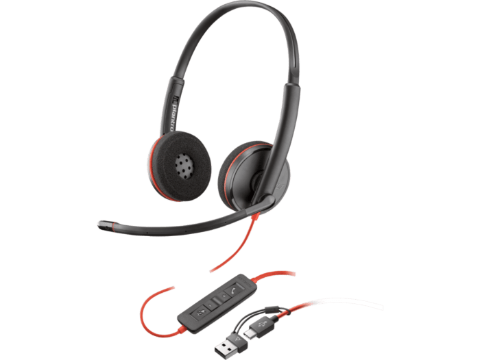 HP Poly Audifonos estéreo USB-C Blackwire 3220 + adaptador USB-C/A (a granel) (8X228A6)