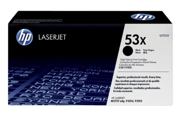 Cartucho de Tóner HP 53X Negro Alto Rendimiento LaserJet Original (Q7553X) - Center facing