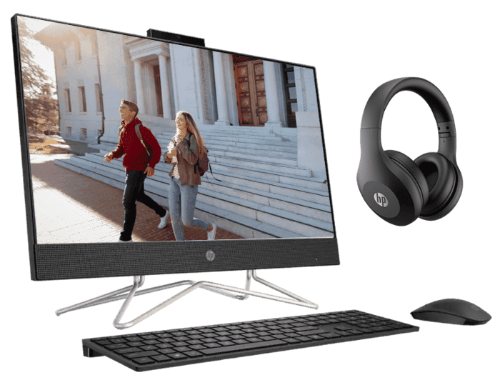 Combo Todo en Uno HP 24-dd0507la + Audífonos HP Bluetooth® 500 Negro - 23.8-inch (60.45 cm) - Negro (BU-4T8G2LA)