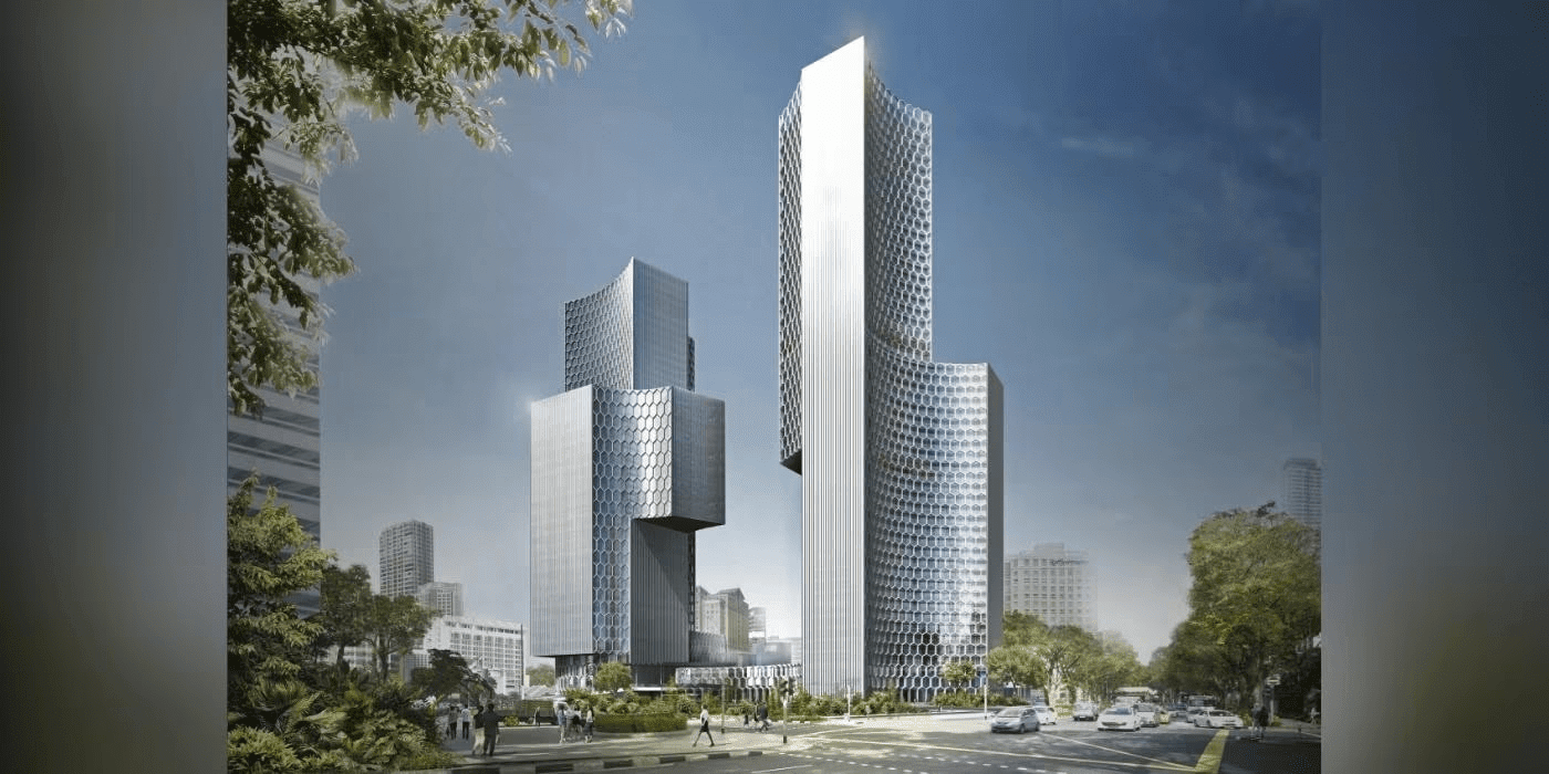 Ilustración de una ciudad con edificios y urbanismo moderno